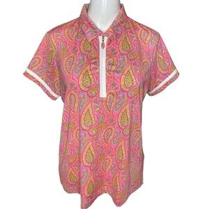 EP Pro Tour Tech Golf Polo Pink Paisley Size L